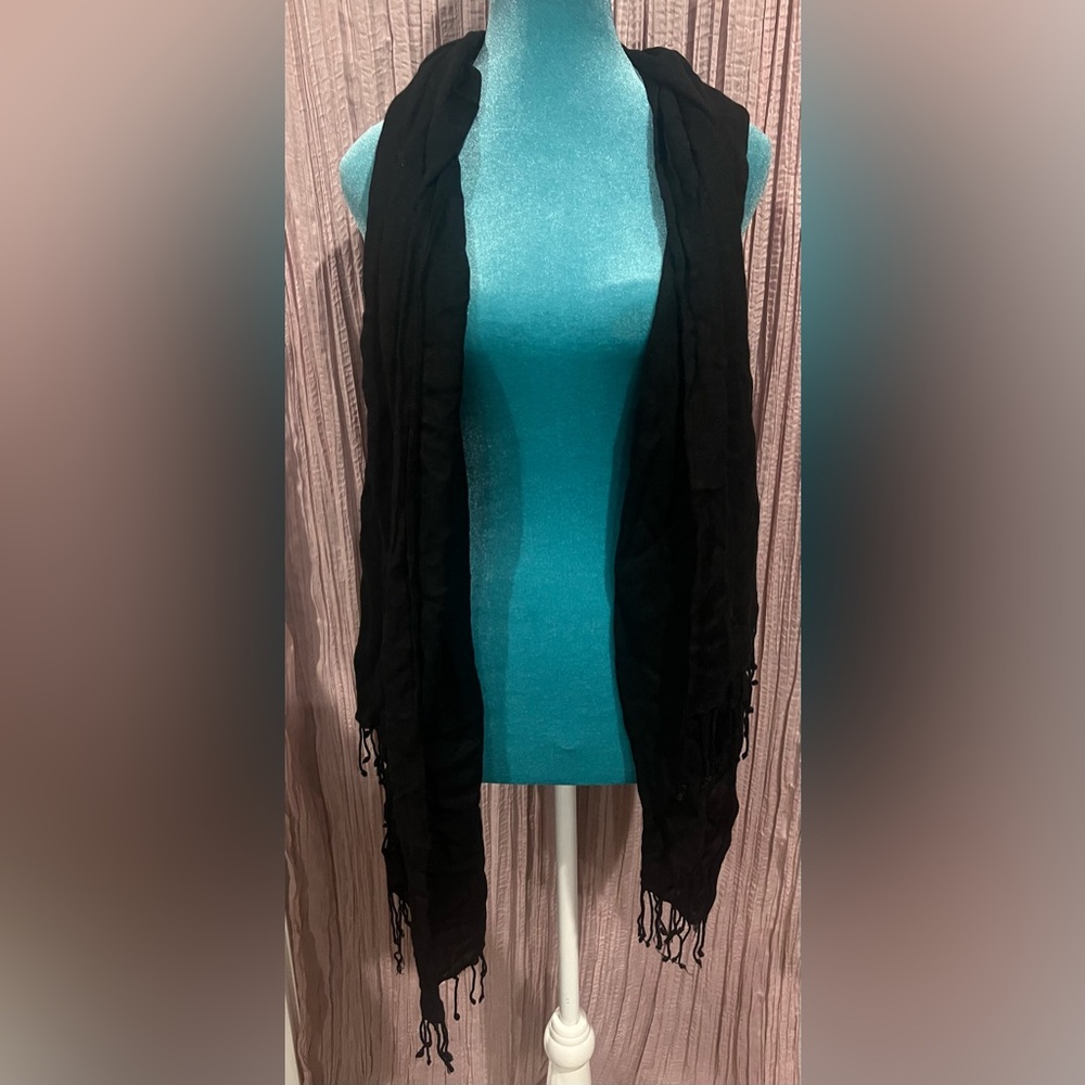 Black Scarf with Drapey Knit